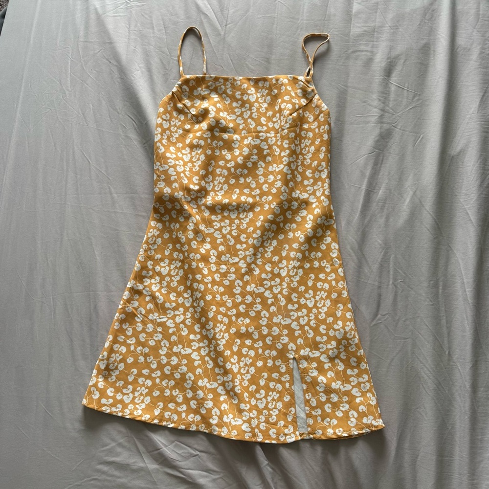 Princess Polly Yellow Floral Spaghetti Strap Dress Size 2